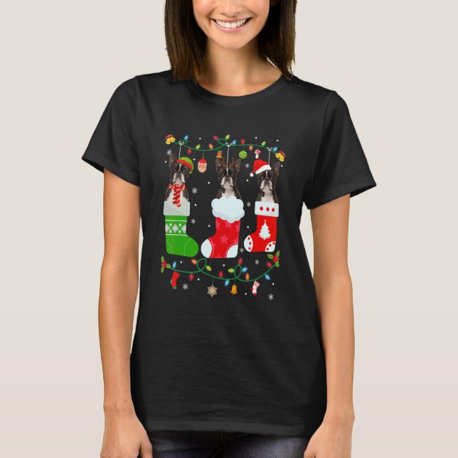 Boston Terrier Dog Tres Navidades Saquean Sweater  (Anverso)