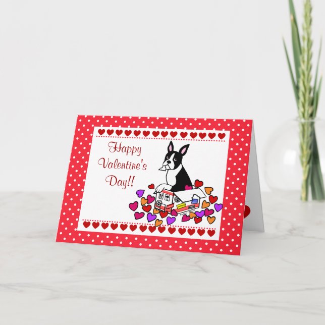Boston Terrier en la tarjeta del día de San (Anverso)