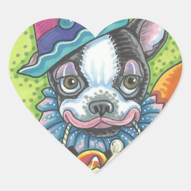 BOSTON TERRIER HALLOWEEN PEGATINA DE CORONA (Anverso)
