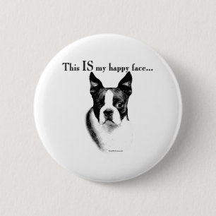 Boston Terrier Happy Face - Botón