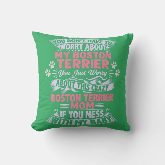 "Boston Terrier" lanza almohada. Cojín lumbar (Anverso)