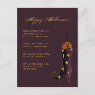 Bota de Bruja y calabaza ・ Invitación de Halloween