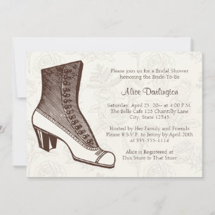 Bota victoriana e invitación floral