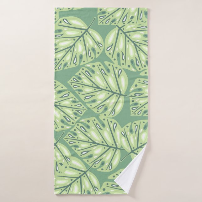 Botanic jungle seamless pattern in pastel green co (Toalla de baño)