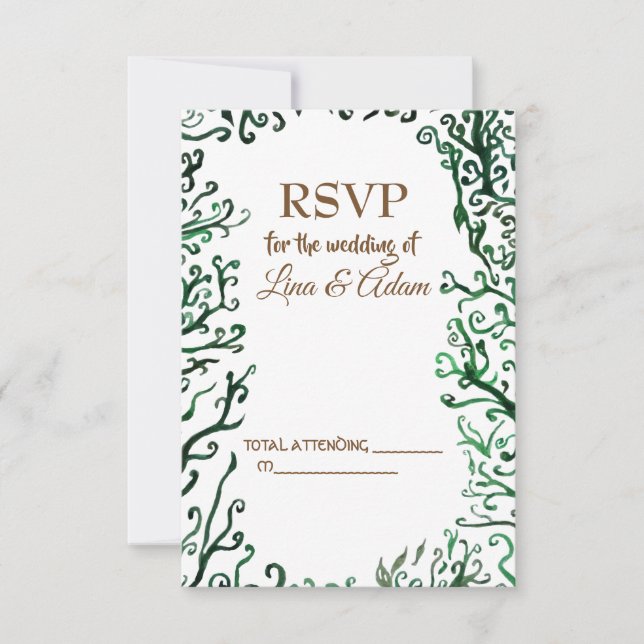 Botánica, acuarela, elegante tarjeta de foto RSVP (Anverso)