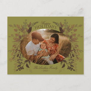 Botánica de color de agua verde postal