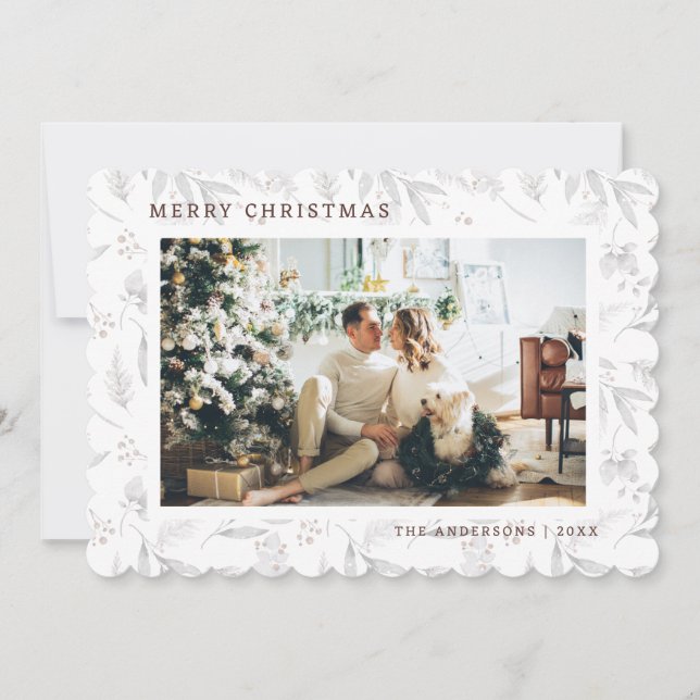 Botánica de invierno Foto Tarjeta navideña Merry (Anverso)