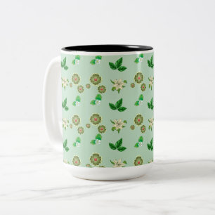 Botánica estética Mug - Copa Verde de Café Floral