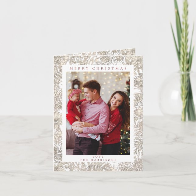 Botánica Floral 1 foto Navidad Blanca Feliz (Anverso)