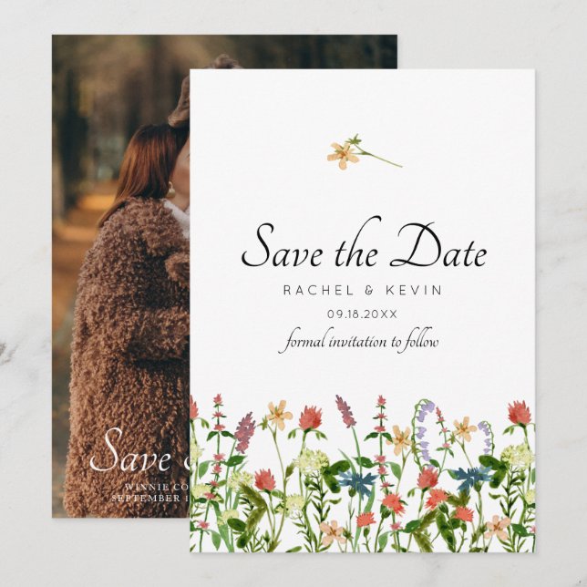 Botánica Floral Guardar La Invitación De Fecha (Anverso / Reverso)