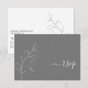 Botánica moderna en blanco y gris sin menú RSVP