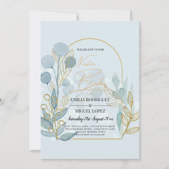 Botánica moderna; Invitación a la Boda de Oro Aqua (Anverso)