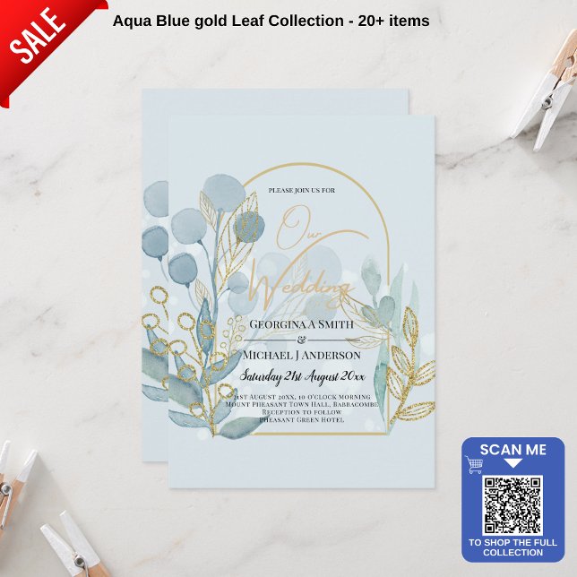 Botánica moderna; Invitación a la Boda de Oro Aqua (Subido por el creador)