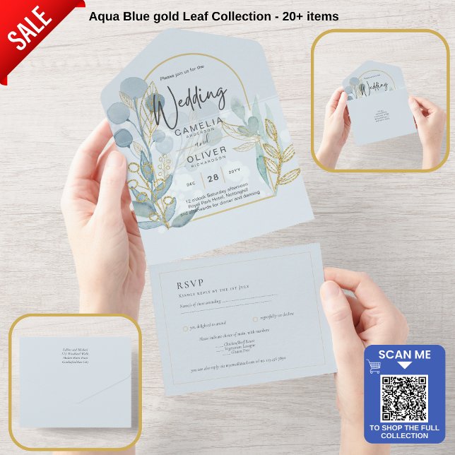 Botánica moderna; Invitación a la Boda de Oro Aqua (Subido por el creador)