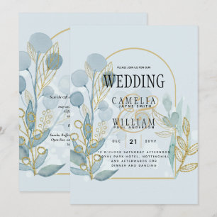 Botánica moderna; Invitación a la Boda de Oro Aqua