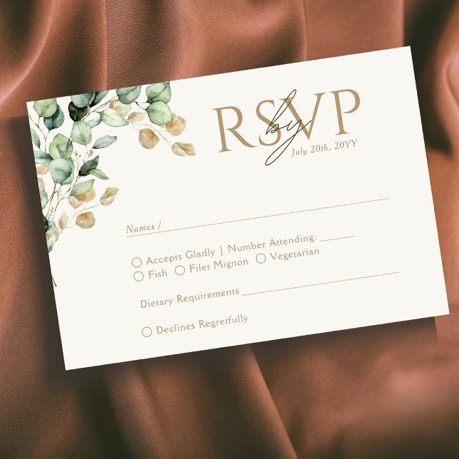 Botánica Verde Eucalipto Foto RSVP de Boda (Subido por el creador)