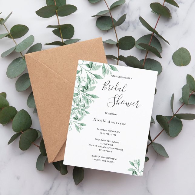 Botánica verde verde Bridal Shower invitación (Subido por el creador)