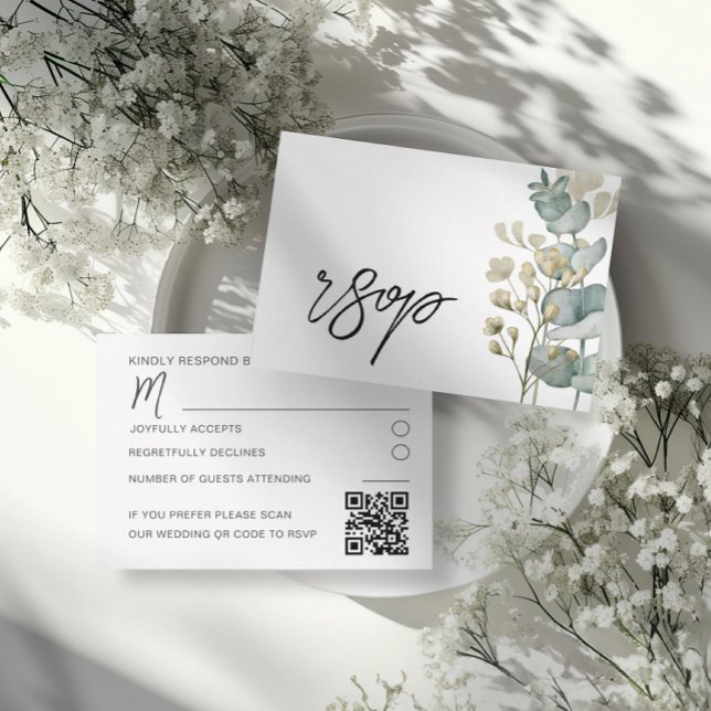 Botanical Eucalyptus Wedding RSVP Card (Subido por el creador)