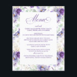Botanical Purple and Gold Floral Wedding Menu<br><div class="desc">Botanical lavender purple flowers and soft greenery chic wedding menu cards</div>