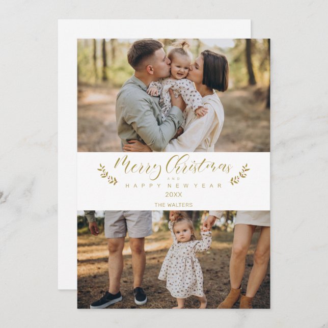 Botanical Themed Christmas Custom Photo Script (Anverso / Reverso)