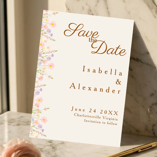 Botanical Watercolor Vine Border Save th Date Card (Subido por el creador)