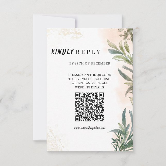 Botanical Watercolor Wedding RSVP Card  (Anverso)