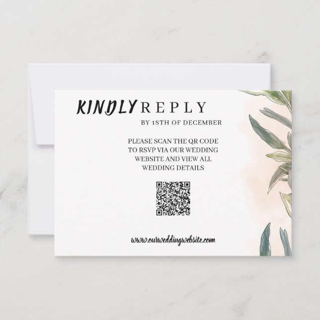 Botanical Watercolor Wedding RSVP Card  (Anverso)