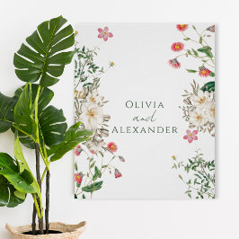 Botanical Wedding Poster with Soft Floral Frame