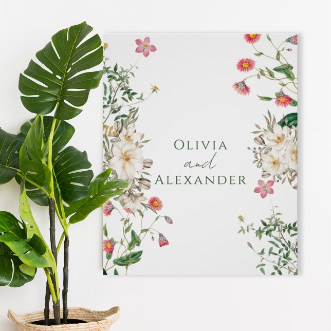 Botanical Wedding Poster with Soft Floral Frame (Subido por el creador)