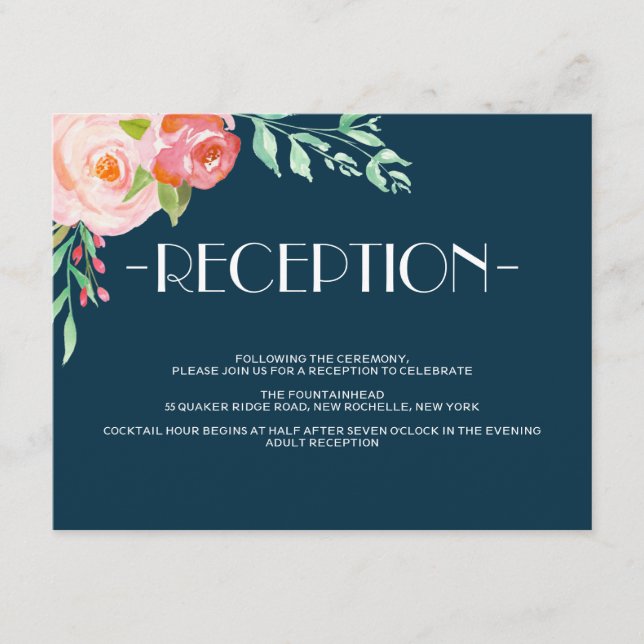 Botánicas en Flor | Tarjeta de Recepción de Boda (Anverso)