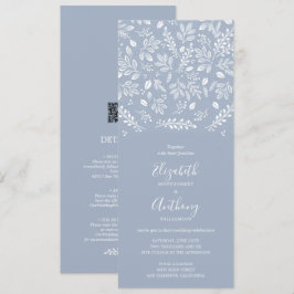 Botánico Azul Dusto Todo En Una Invitación De Boda