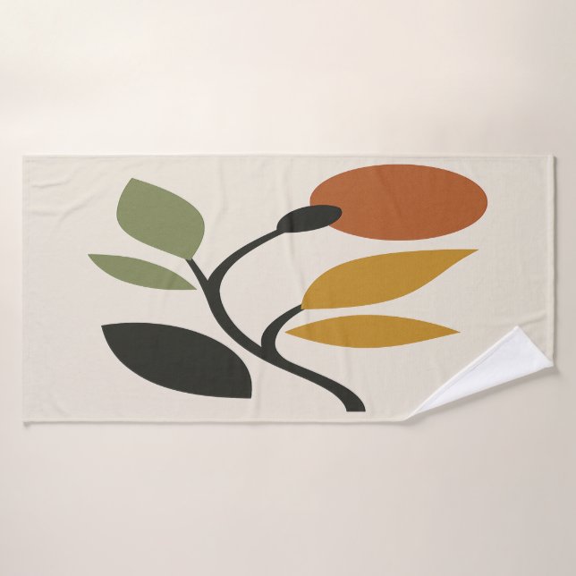 Botánico beige, marrón y verde (Toalla de baño)