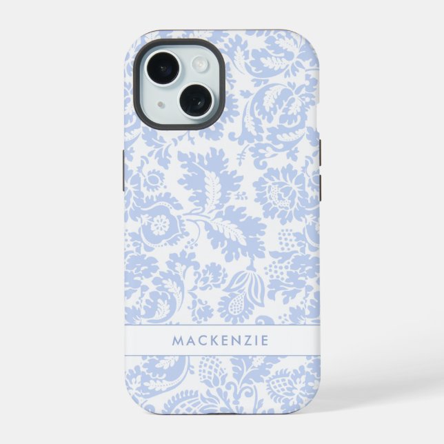 Botánico floral azul elegante (Reverso )