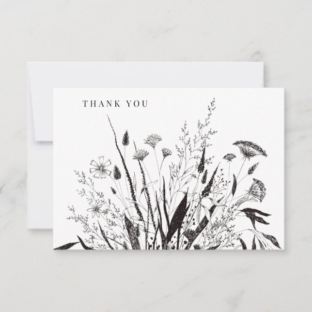 Botánico Floral Bouquet Gracias Notas (Anverso)
