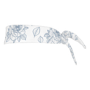 Botánico Floral Rosa Acero Azul Dibujado a Mano