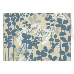 Botánico Japonés Azul Vintage: Helecho de Hoja Cre