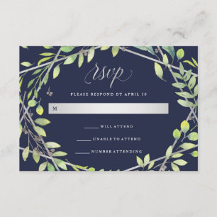 Botánico moderno   Silver Look Wedding RSVP