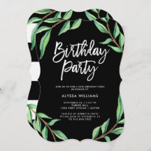 Botánico rayado | Invitación a la fiesta de cumple