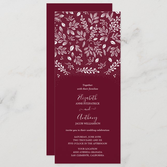 Botánico Todo En Una Invitación A La Boda De Borgo (Anverso / Reverso)