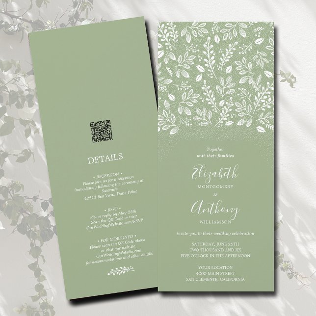Botánico Todo En Una Invitación De Boda Verde Sage (Subido por el creador)