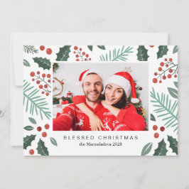 Botánicos de invierno Feliz Navidad Foto Rojo