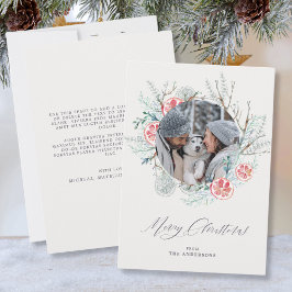 Botánicos de invierno Foto beige Feliz Navidad