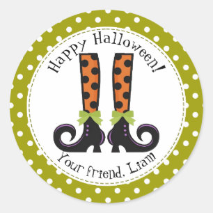 Botas de bruja Halloween Etiqueta Redonda Clásica
