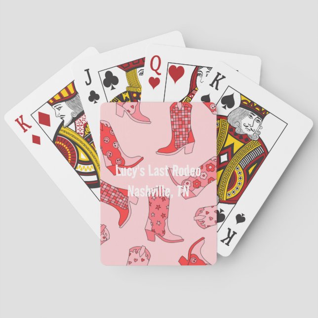 Botas de vaquera rosadas bonitas Cartas de juego (Reverso)