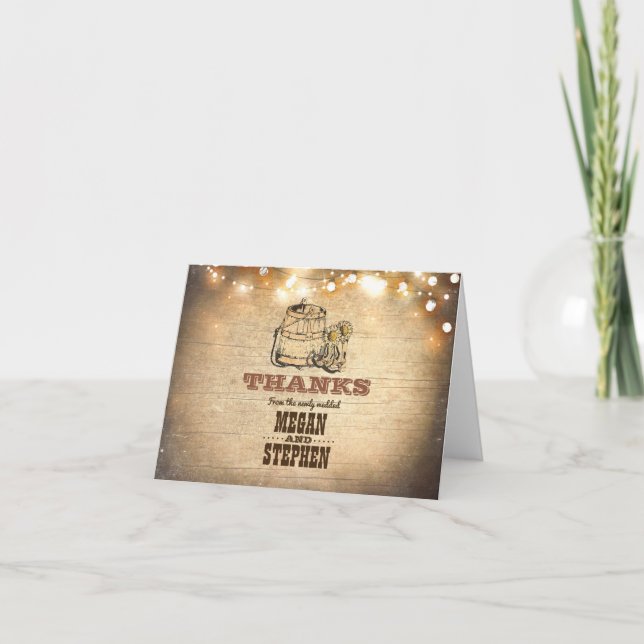 Botas de Vaquero Rústico País Boda Agradecimiento (Anverso)