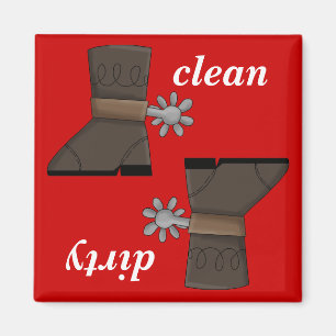 Botas e imán occidentales del lavaplatos de los