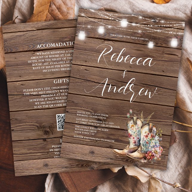 Botas Vaqueras Boho Invitación de Boda al Estilo O (Subido por el creador)