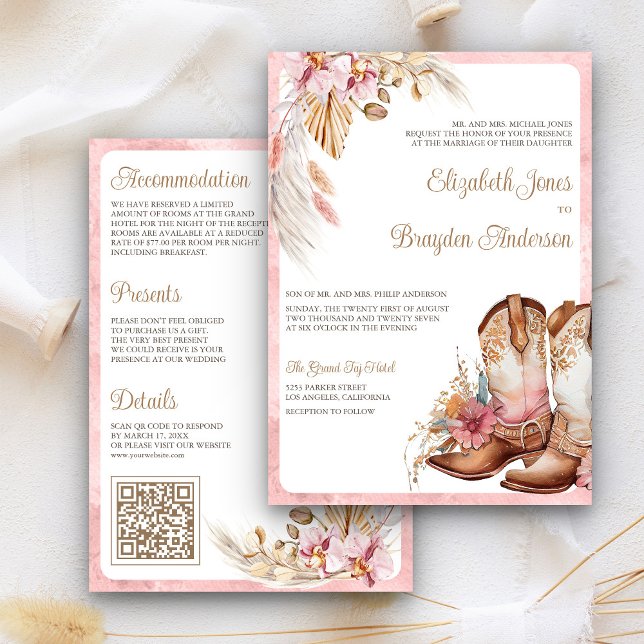 Botas vaqueras boho invitación de boda occidental (Subido por el creador)