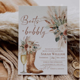 Botas y Burbujas Invitación Rústica para Despedida