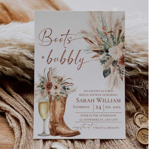 Botas y Burbujas Invitación Rústica para Despedida